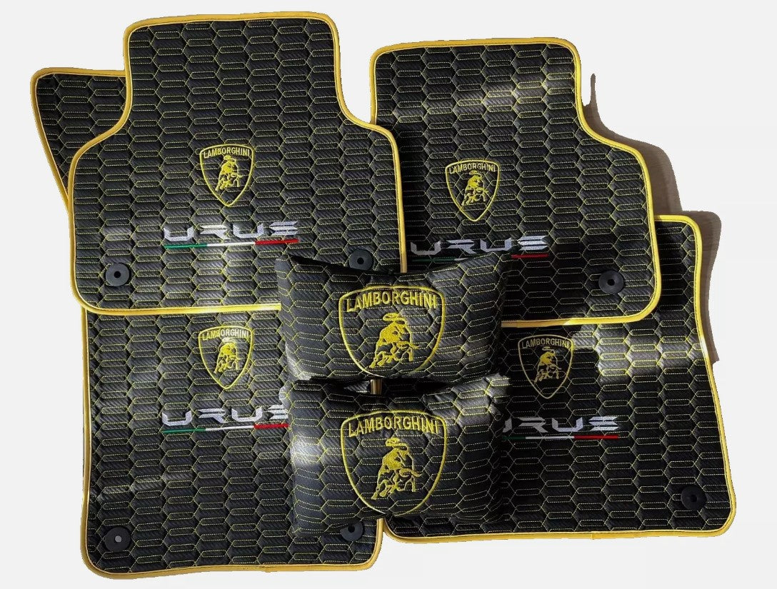 For Lamborghini URUS Car Floor Mats Custom fit Leather for all URUS Model Waterproof Carpet Liner With 2 Pillow