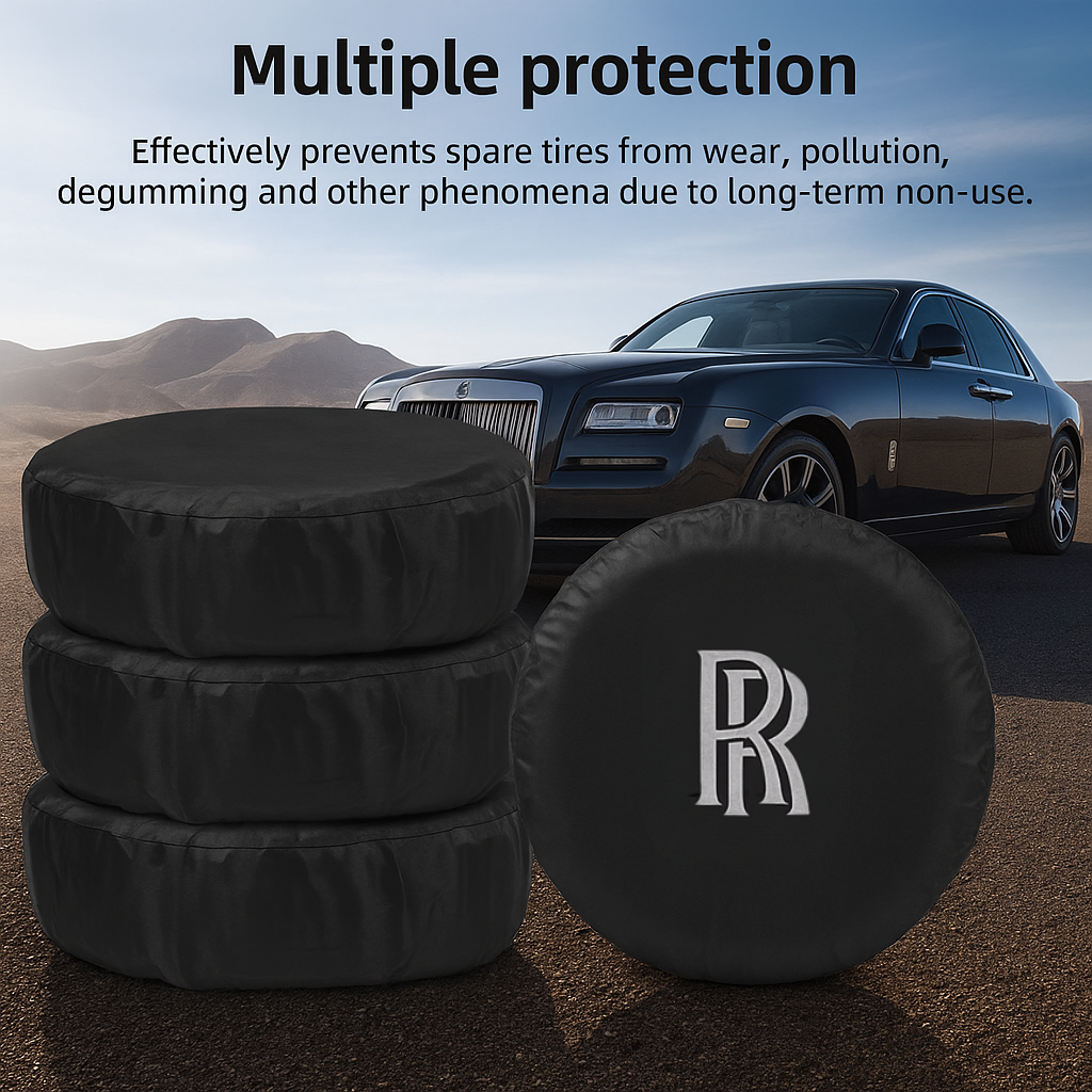 Rolls-Royce Tire Cover – Ultra-Luxury Wheel Protection | Waterproof Black Cover with RR Emblem