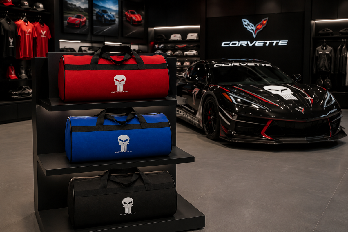 Corvette Trunk Bag, Corvette Car Accessory ( C8.R-Z06-Jake Skull-STINGRAY-Z07-Z51-ZR1 )