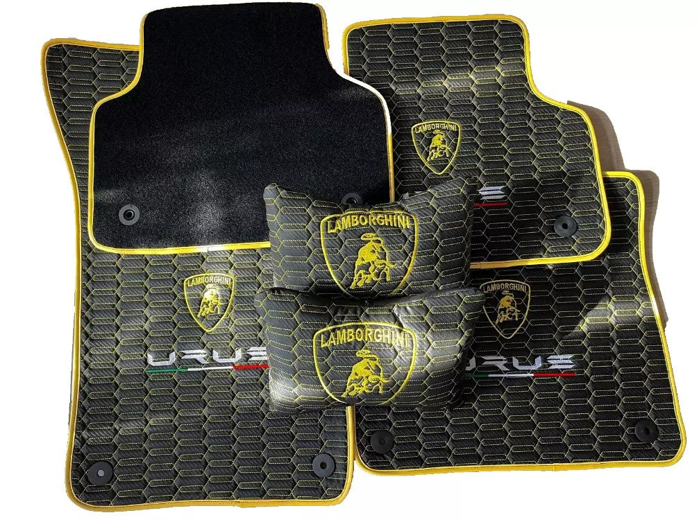 For Lamborghini URUS Car Floor Mats Custom fit Leather for all URUS Model Waterproof Carpet Liner With 2 Pillow