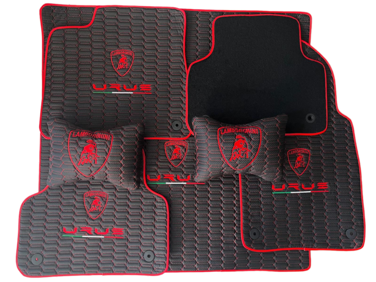 For Lamborghini URUS Car Floor Mats with Trunk Mat Custom fit Leather for all URUS Model Waterproof Carpet Liner and 2 Pillow