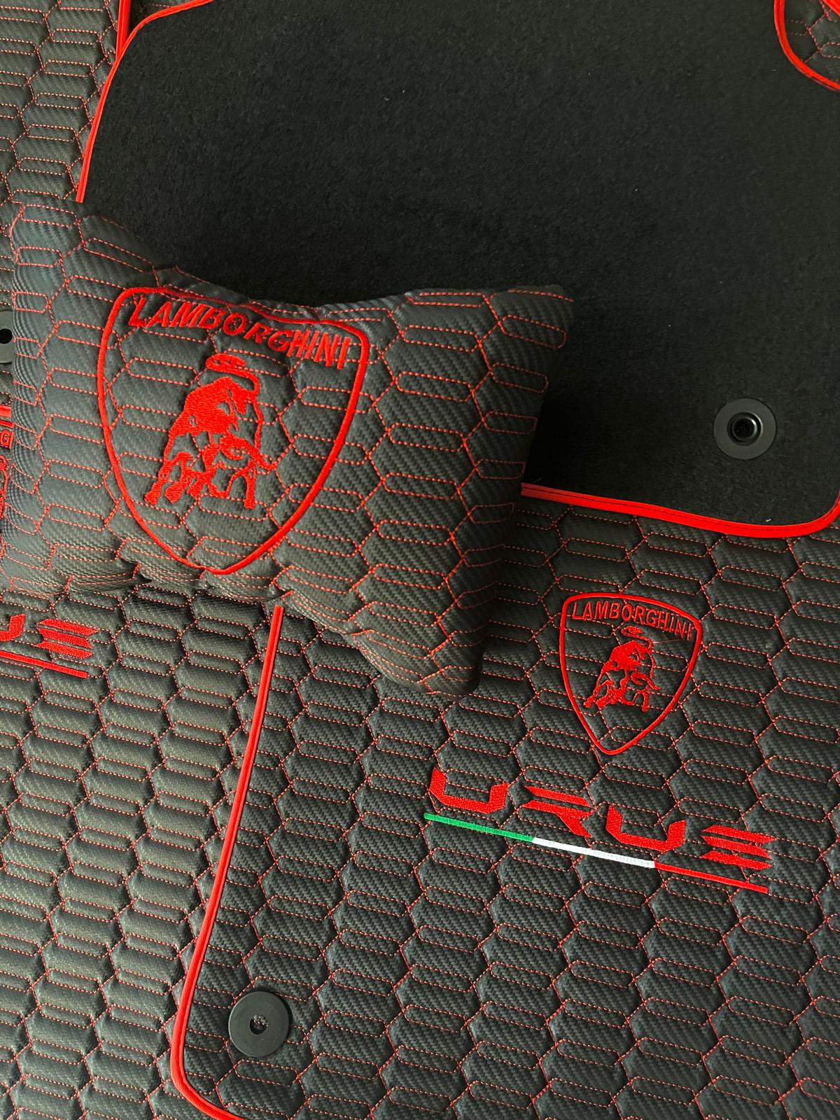 For Lamborghini URUS Car Floor Mats with Trunk Mat Custom fit Leather for all URUS Model Waterproof Carpet Liner and 2 Pillow