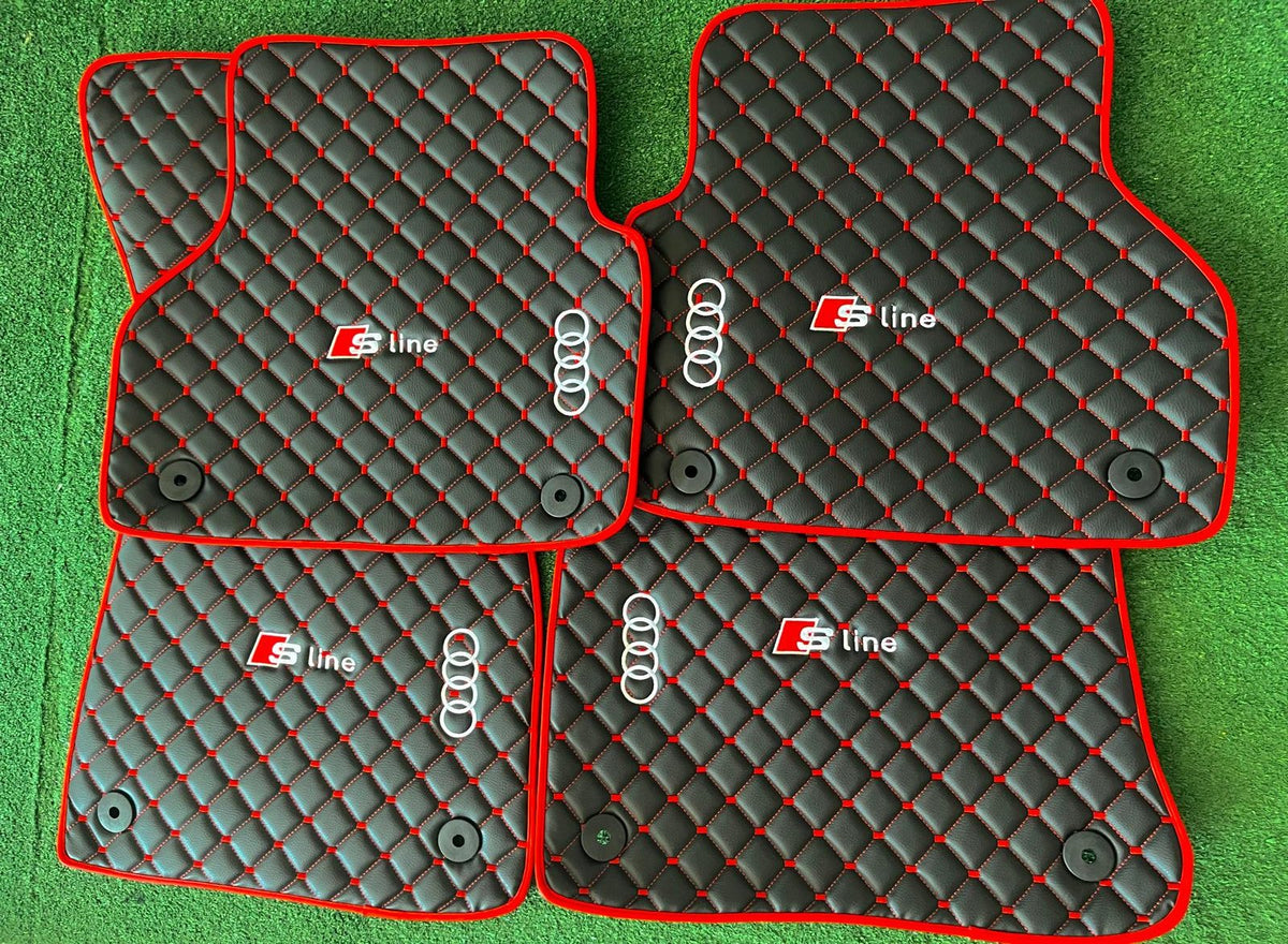 For Audi Sline Car Floor Mats Custom fit Leather for all Audi Model Waterproof Carpet Liner